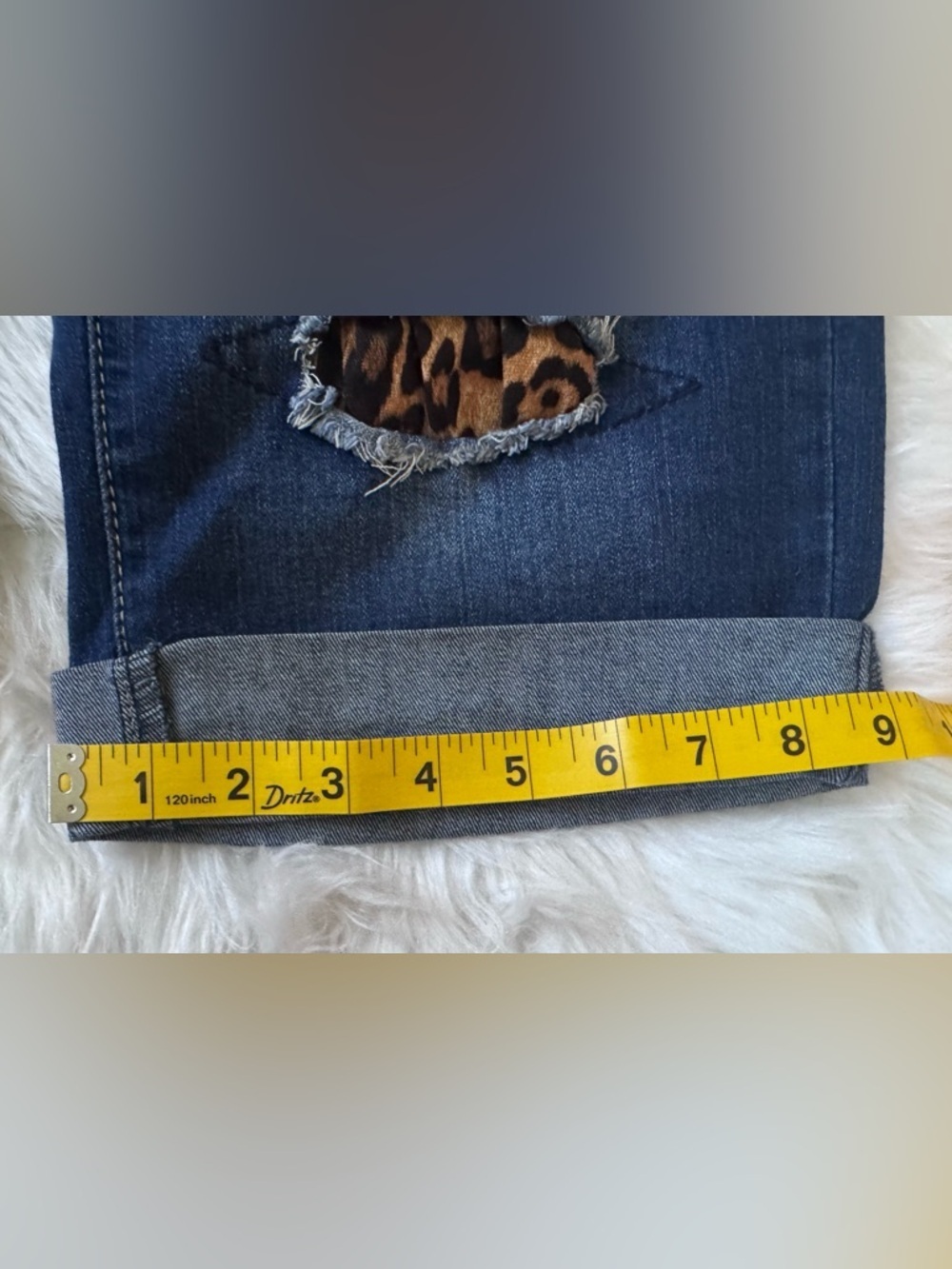 L&B (Lucky & Blessed) Size 6 Denim Leopard Patch Bermuda Shorts - Picture 10 of 10